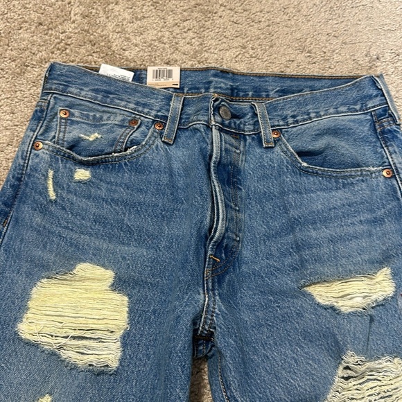 Levi’s 501 Original Straight Leg Distressed Denim Jeans 32x34 NWT - Picture 6 of 7